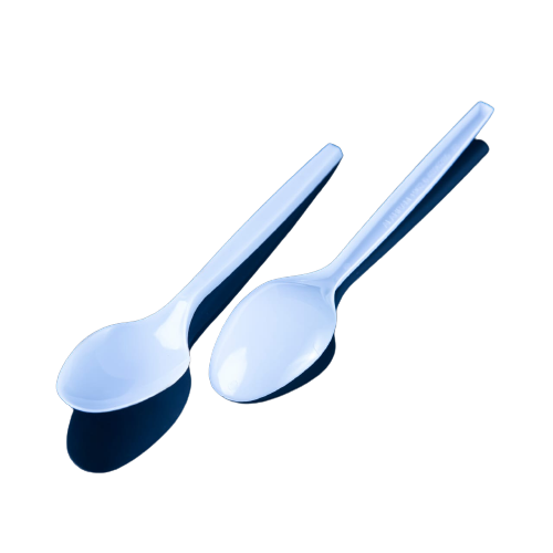 White  plastic spoon, light weight	